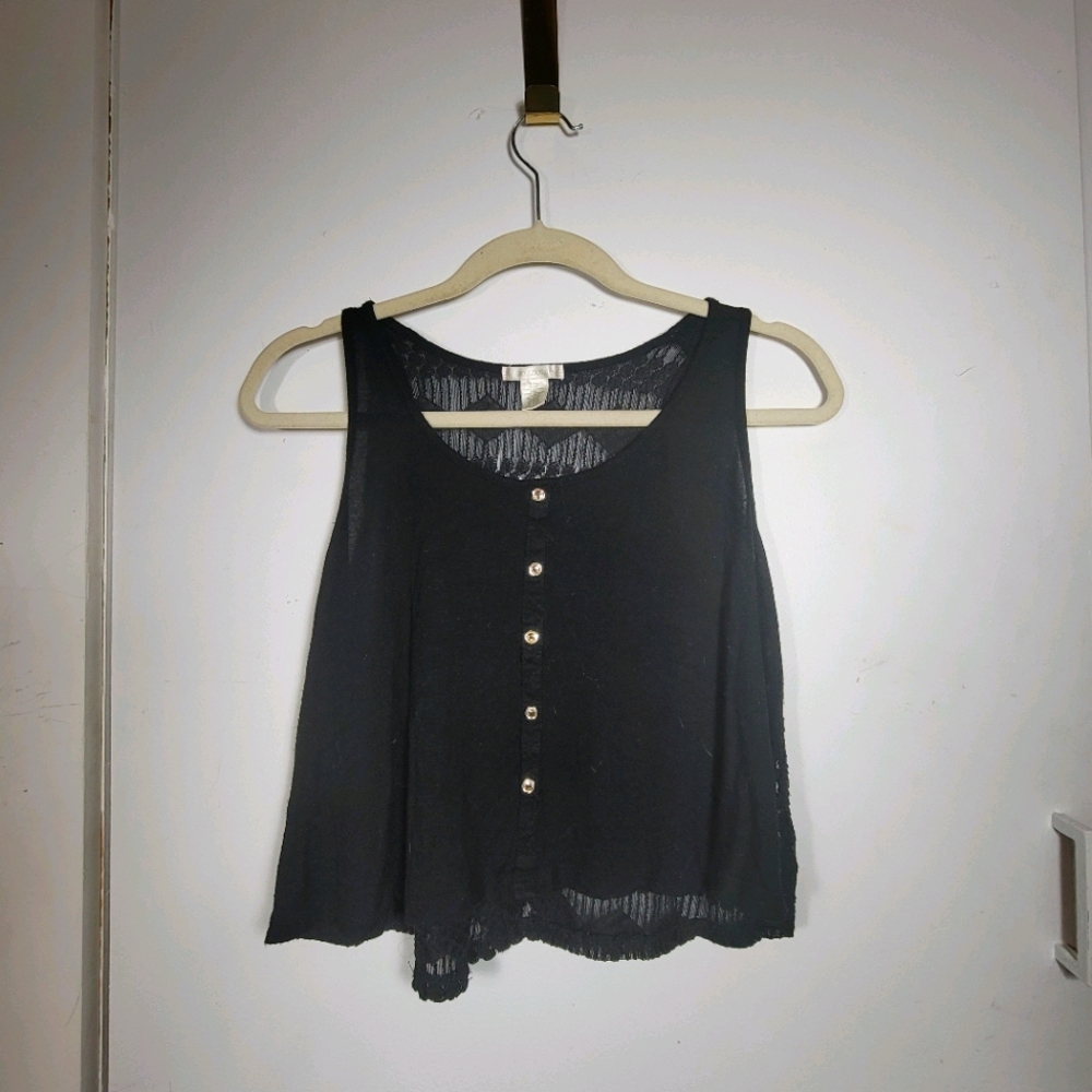 Black tank top with lace back